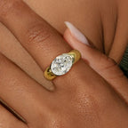 Solitaire Two Tone White Sapphire Oval Cut Engagement Ring For Women Belovegrace