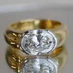 Solitaire Two Tone White Sapphire Oval Cut Engagement Ring For Women Belovegrace