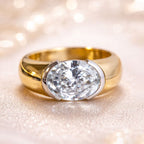Solitaire Two Tone White Sapphire Oval Cut Engagement Ring For Women Belovegrace