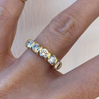 Golden Classic Round Cut White Sapphire Wedding Band For Women Belovegrace