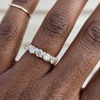 Prong Setting Yellow Gold Round Cut White Sapphire Wedding Band Ring