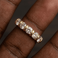 Classic Yellow Gold Channel Setting Round Cut White Sapphire Half Eternity Wedding Band For Women