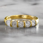 Prong Setting Yellow Gold Round Cut White Sapphire Wedding Band Ring