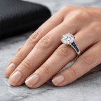 Classic White & Blue Sapphire Round Cut Engagement Ring