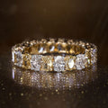 Golden Oval Cut White & Yellow Sapphire Wedding Band For Women Belovegrace