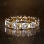 Golden Oval Cut White & Yellow Sapphire Wedding Band For Women Belovegrace