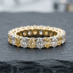 Alternating Canary Oval Cut Yellow & White Sapphire Eternity Wedding Band For Women