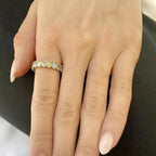 Golden Oval Cut White & Yellow Sapphire Wedding Band For Women Belovegrace