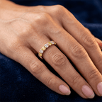 Alternating Canary Oval Cut Yellow & White Sapphire Eternity Wedding Band For Women