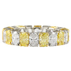 Golden Oval Cut White & Yellow Sapphire Wedding Band For Women Belovegrace