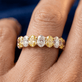 Alternating Canary Oval Cut Yellow & White Sapphire Eternity Wedding Band For Women
