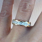 Golden Channel Set White Sapphire Round & Princess Cut Wedding Band For Women Belovegrace