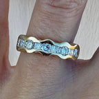 Golden Channel Set White Sapphire Round & Princess Cut Wedding Band For Women Belovegrace