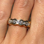 Golden Channel Set White Sapphire Round & Princess Cut Wedding Band For Women Belovegrace