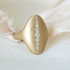 Golden Round Cut White Sapphire Oval Shield Ring For Women Belovegrace