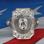 Halo Cushion & Round Cut White Sapphire Engagement Ring For Women Belovegrace