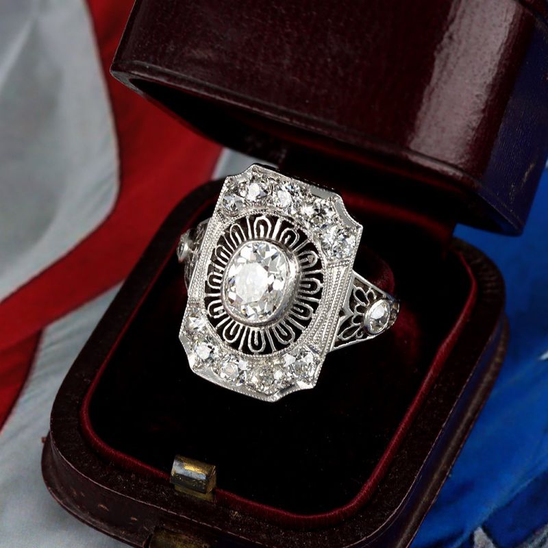 Halo Cushion & Round Cut White Sapphire Engagement Ring For Women Belovegrace