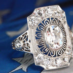 Halo Cushion & Round Cut White Sapphire Engagement Ring For Women Belovegrace