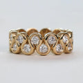 Golden Double Row Round Cut White Sapphire Wedding Band For Women Belovegrace