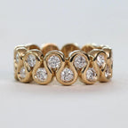 Golden Double Row Round Cut White Sapphire Wedding Band For Women Belovegrace