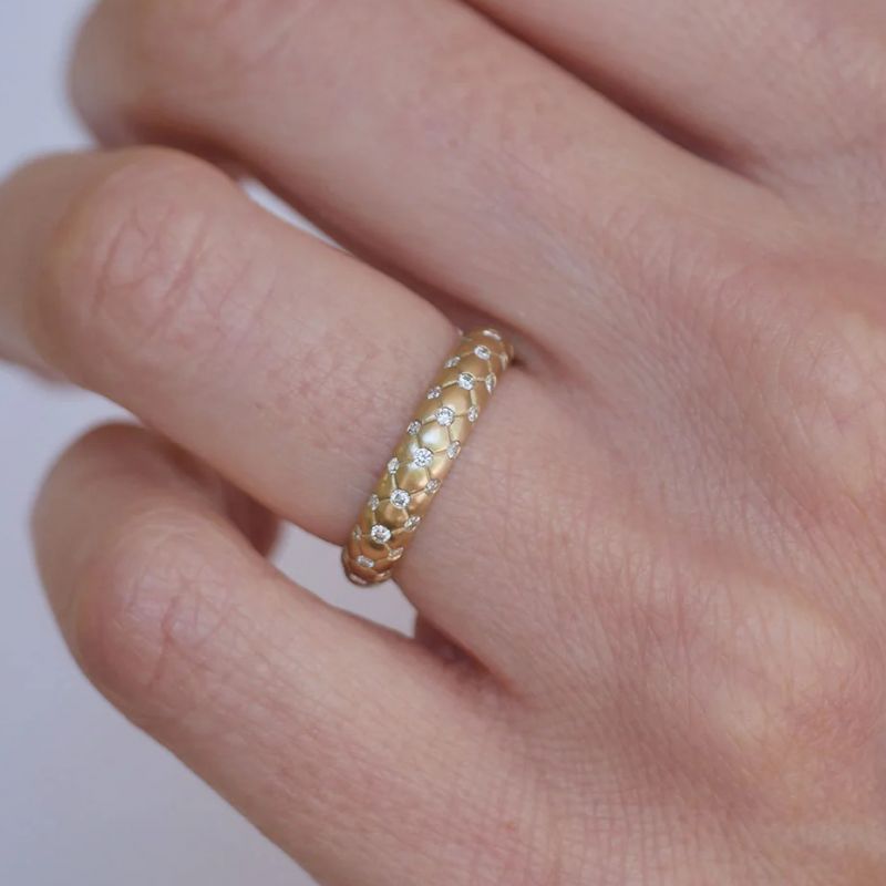 Vintage Golden Round Cut White Sapphire Half Eternity Wedding Band For Women Belovegrace