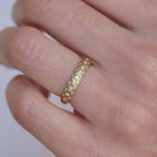 Vintage Golden Round Cut White Sapphire Half Eternity Wedding Band For Women Belovegrace