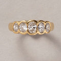 Golden Five Stone White Sapphire Oval Cut Engagement Ring For Women Belovegrace