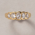Golden Five Stone White Sapphire Oval Cut Engagement Ring For Women Belovegrace