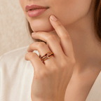 Channel Setting Golden Baguette & Round Cut Ruby Sapphire Wedding Band Ring