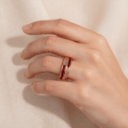 Channel Setting Golden Baguette & Round Cut Ruby Sapphire Wedding Band Ring