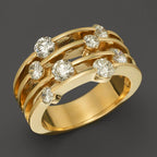 Golden Round Cut White Sapphire Wedding Band For Women Belovegrace