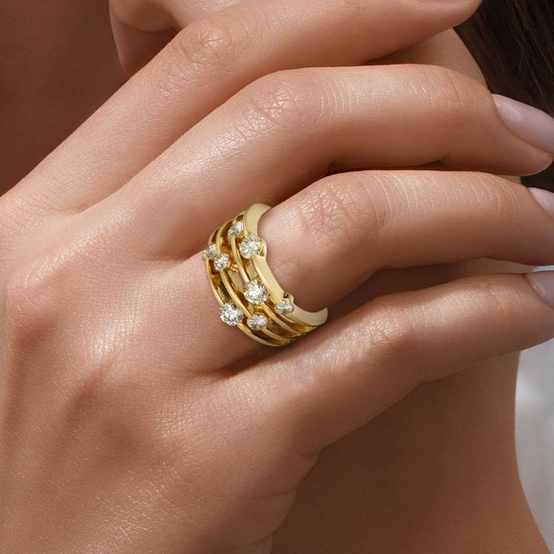 Golden Round Cut White Sapphire Wedding Band For Women Belovegrace
