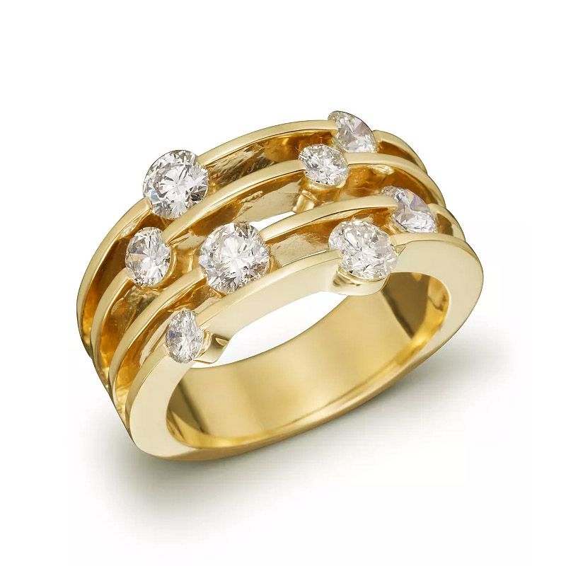 Golden Round Cut White Sapphire Wedding Band For Women Belovegrace