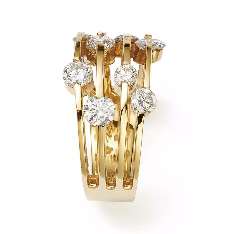 Golden Round Cut White Sapphire Wedding Band For Women Belovegrace