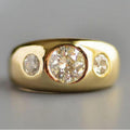 Golden Round Cut White Sapphire Engagement Ring For Women Belovegrace