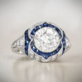 Vintage Round Cut White Sapphire Engagement Ring For Women Belovegrace