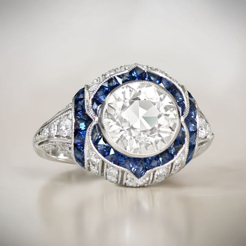 Vintage Round Cut White Sapphire Engagement Ring For Women Belovegrace