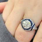 Vintage Round Cut White Sapphire Engagement Ring For Women Belovegrace