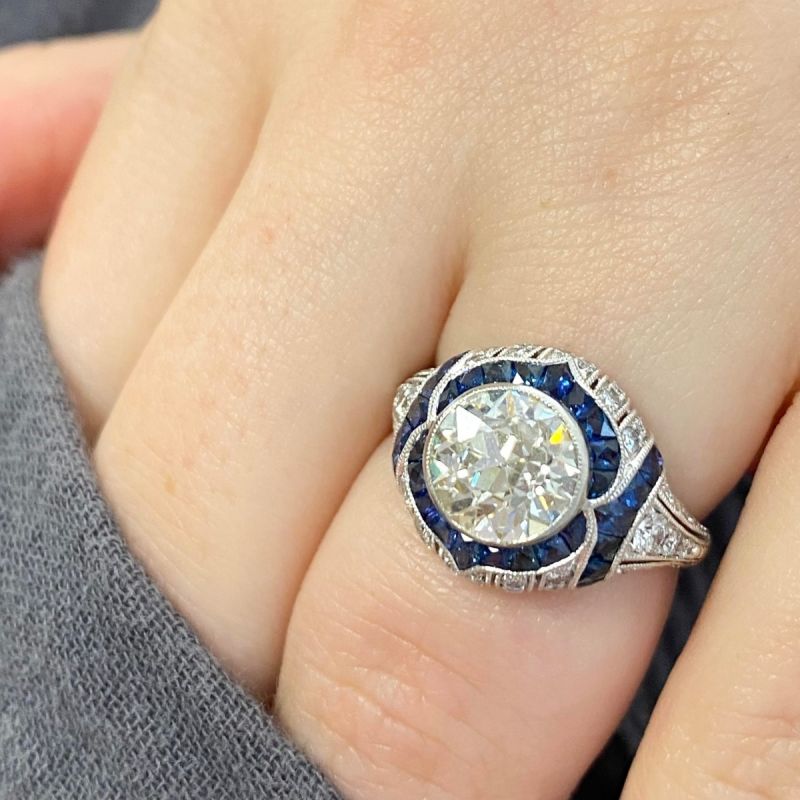Vintage Round Cut White Sapphire Engagement Ring For Women Belovegrace