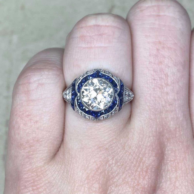 Vintage Round Cut White Sapphire Engagement Ring For Women Belovegrace