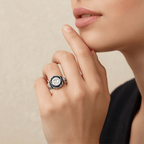 Art Deco Milgrain Brilliant Cut Blue Sapphire Engagement Ring For Women