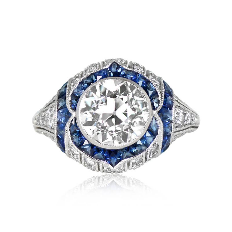 Vintage Round Cut White Sapphire Engagement Ring For Women Belovegrace