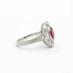 Luxury Jewelry Art Deco Halo Oval Cut Ruby Sapphire Engagement Rings
