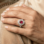 Luxury Jewelry Art Deco Halo Oval Cut Ruby Sapphire Engagement Rings