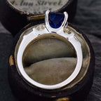 Luxury 2 Carat Emerald Cut Blue Sapphire Engagement Ring
