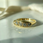 Luxury Jewelry Golden Round Cut White Sapphire Half Eternity Wedding Band For Women