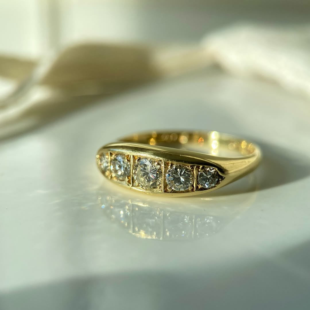 Luxury Jewelry Golden Round Cut White Sapphire Half Eternity Wedding Band For Women