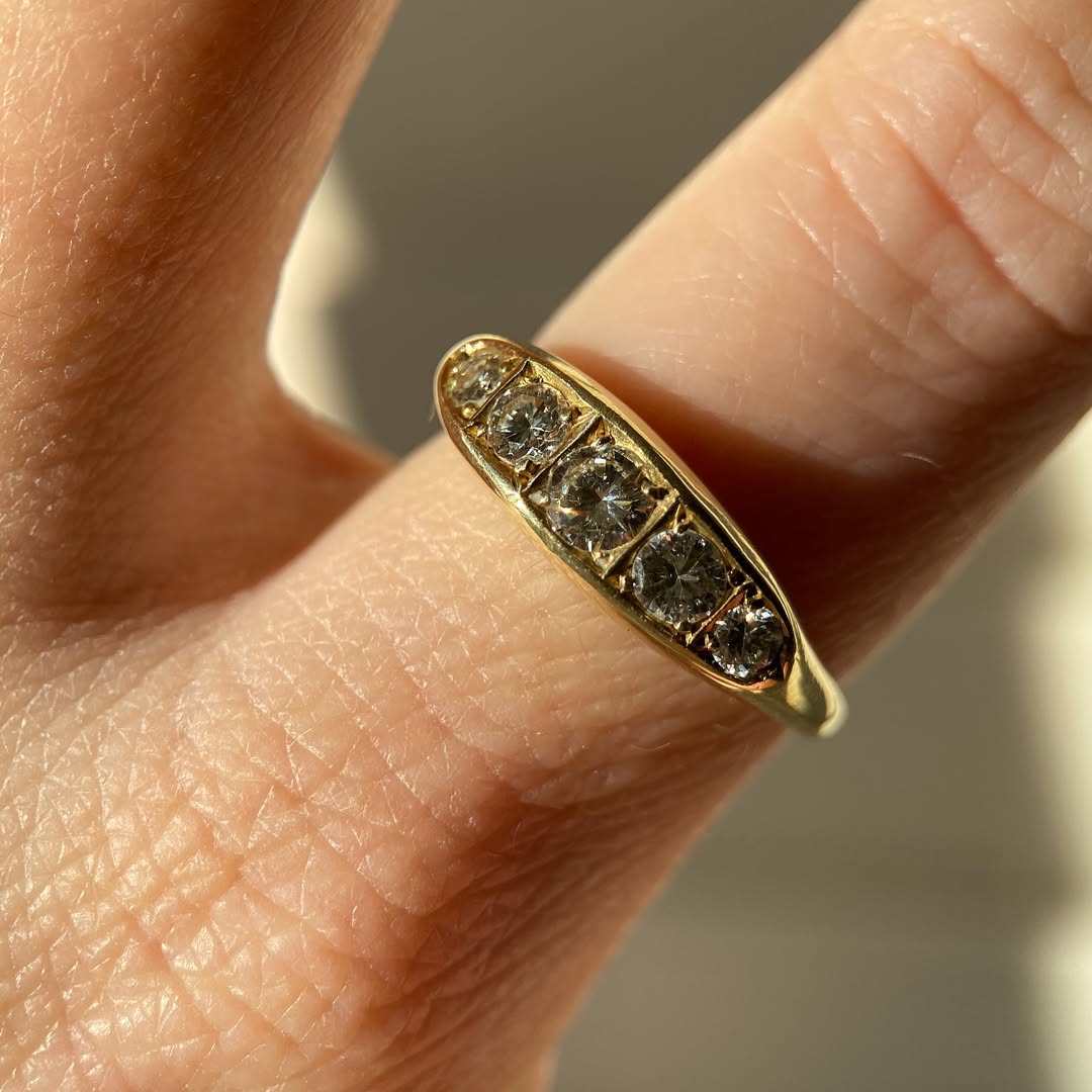 Luxury Jewelry Golden Round Cut White Sapphire Half Eternity Wedding Band For Women