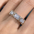 Luxury Two Tone Unique Design Round Cut White Sapphire Eternity Wedding Band For Women