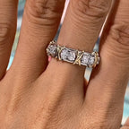 Luxury Two Tone Unique Design Round Cut White Sapphire Eternity Wedding Band For Women